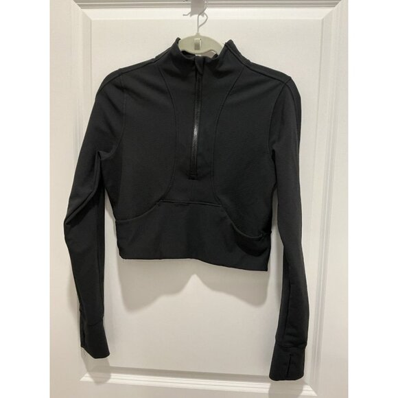 90 Degree By Reflex Large Interlink Ribbed Half Zip Long Sleeve Crop Top Jacket - Picture 1 of 9